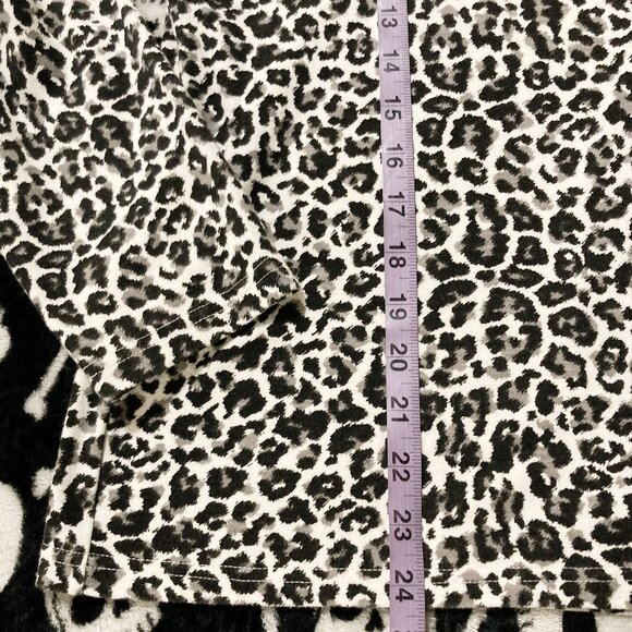 KAREN SCOTT Grey black leopard print mockneck top ~ LARGE XL 1X stretchy shirt - Picture 6 of 12